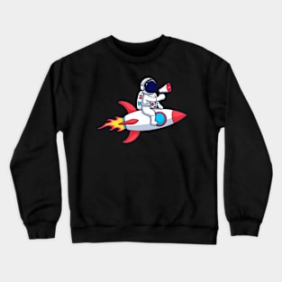 Astronaut Riding Rocket With Speaker Crewneck Sweatshirt